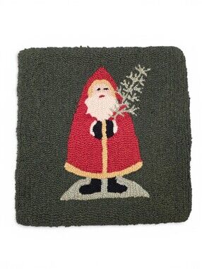 Chandler 4 Corners Laura Megroz Hooked Wool Santa Christmas Pillow Cover 18x18